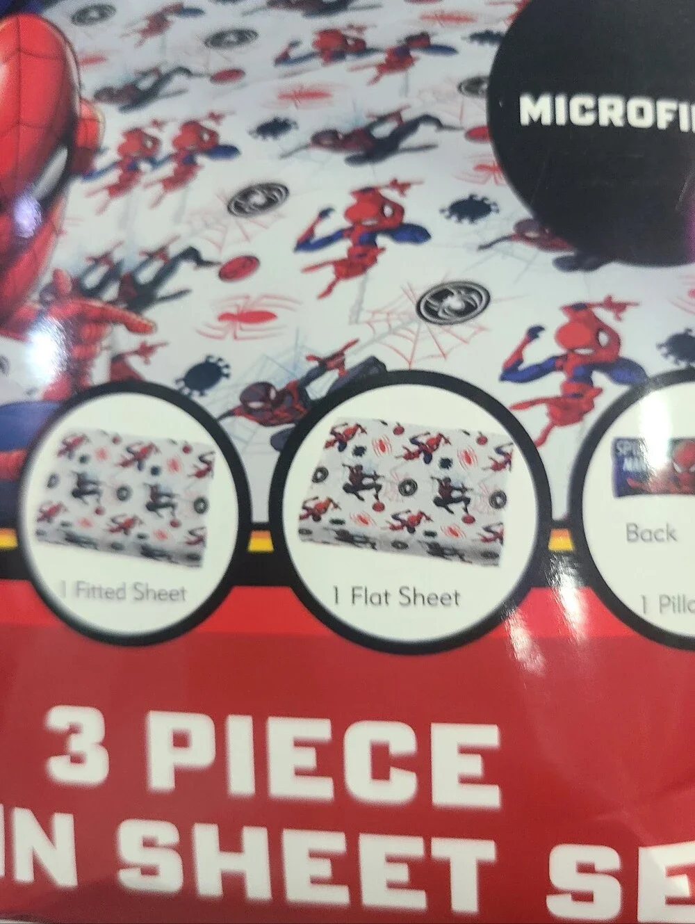 Spider-Man Kids 3-Piece Twin Sheet Set, Microfiber, White, Marvel